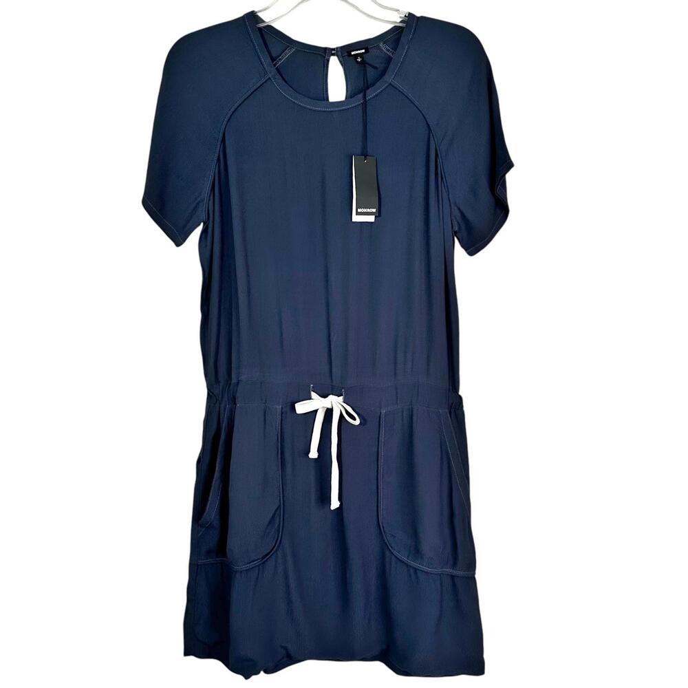 NWT Monrow Utility Shift Dress Blue Knee Length Women’s S